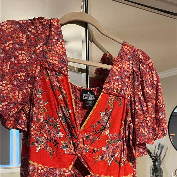 Angie Red Floral Maxi Dress - Picture 3 of 3